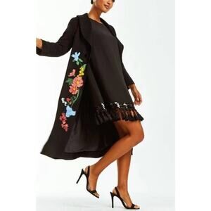Mestiza New York Majorca Duster Jacket Black Wool Size Small NWT Embroidered